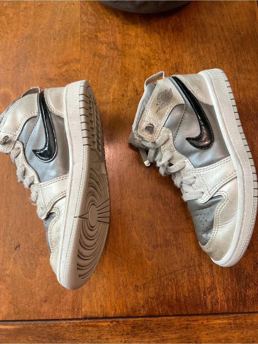 Nike Air Jordan 1 Mid Toddler Sneakers Gray Silver Black Size 13C